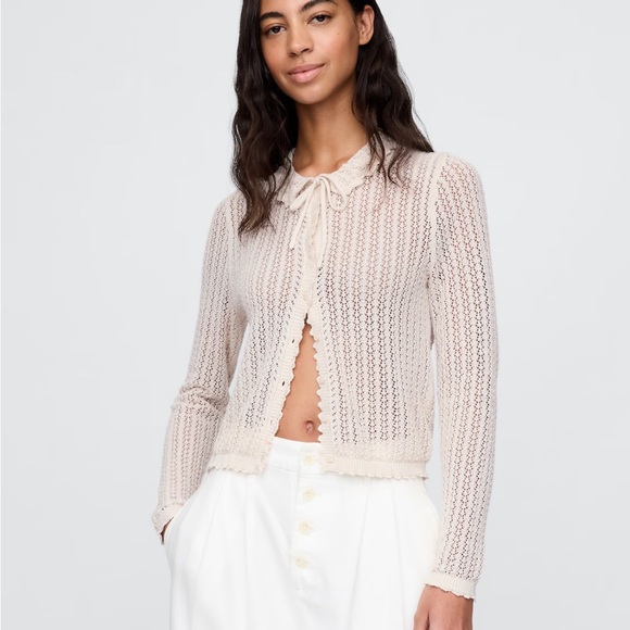 Gap x DOEN Sweaters - Gap x Doen Pointelle Long Sleeve Cardigan Top Cream NWT!
